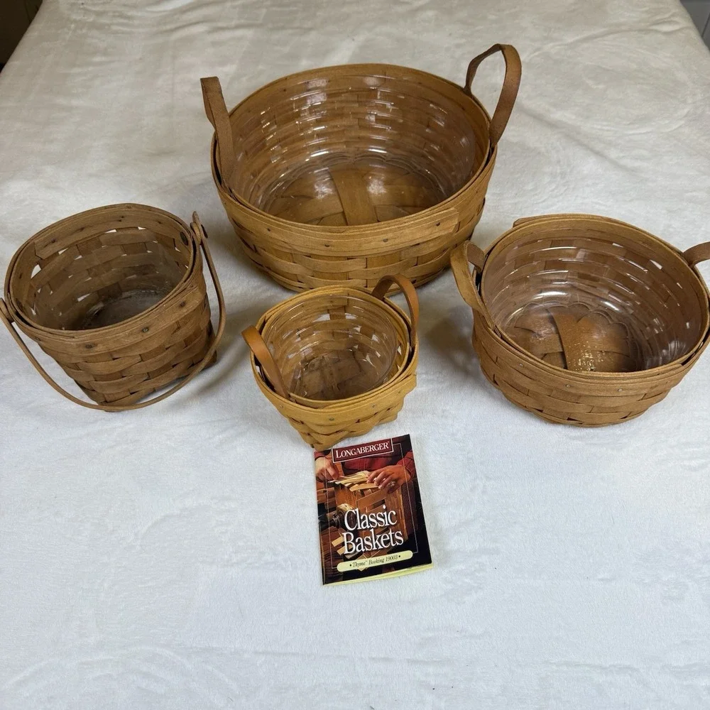 Vintage Longaberger Basket Lot 4 Signed 1987 1993 1997 Dresden Ohio USA
